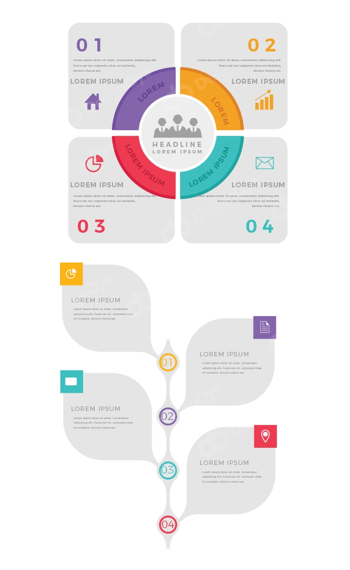 4 Step Grey Modern Colour Professional  infographics Template