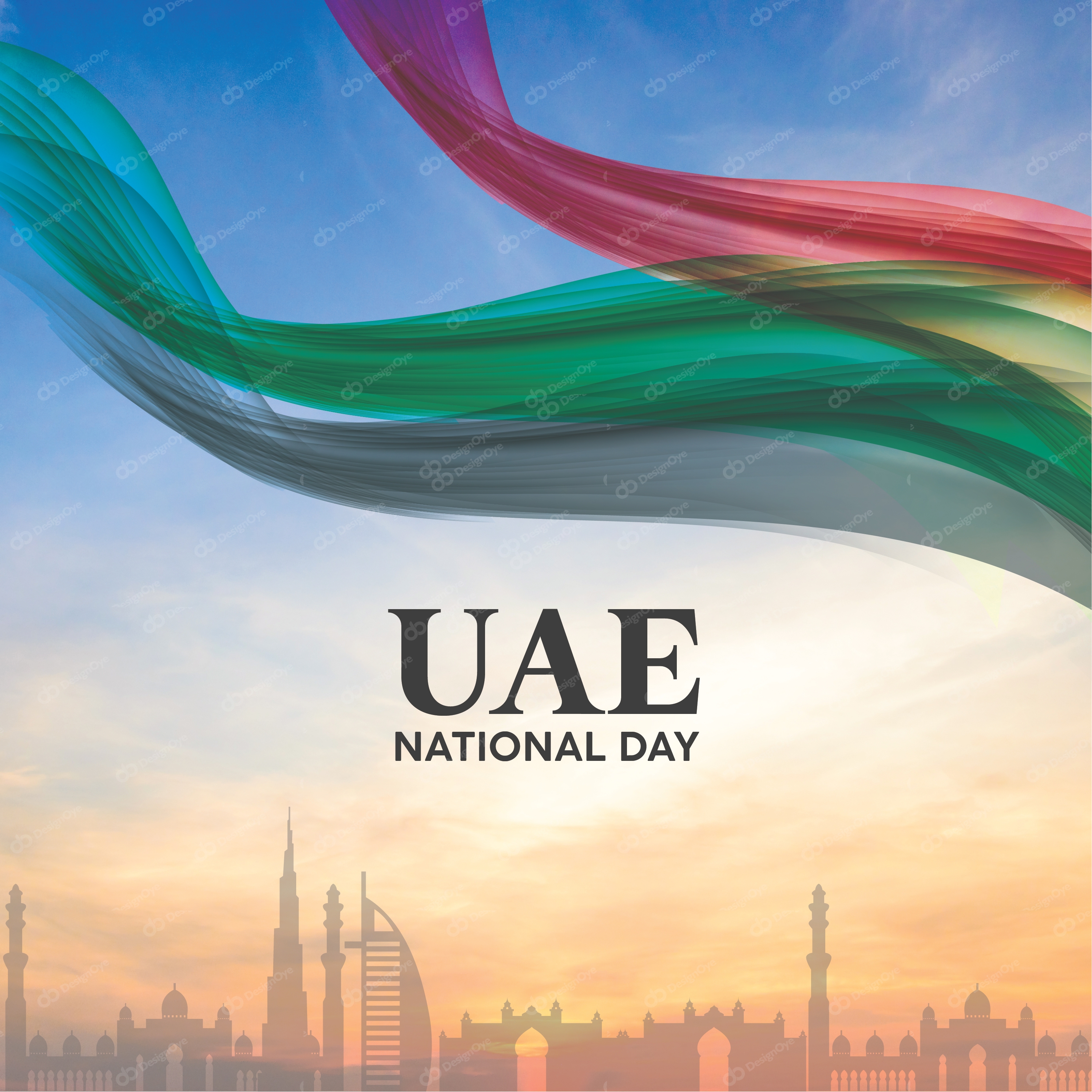 UAE National Day skyline vector post