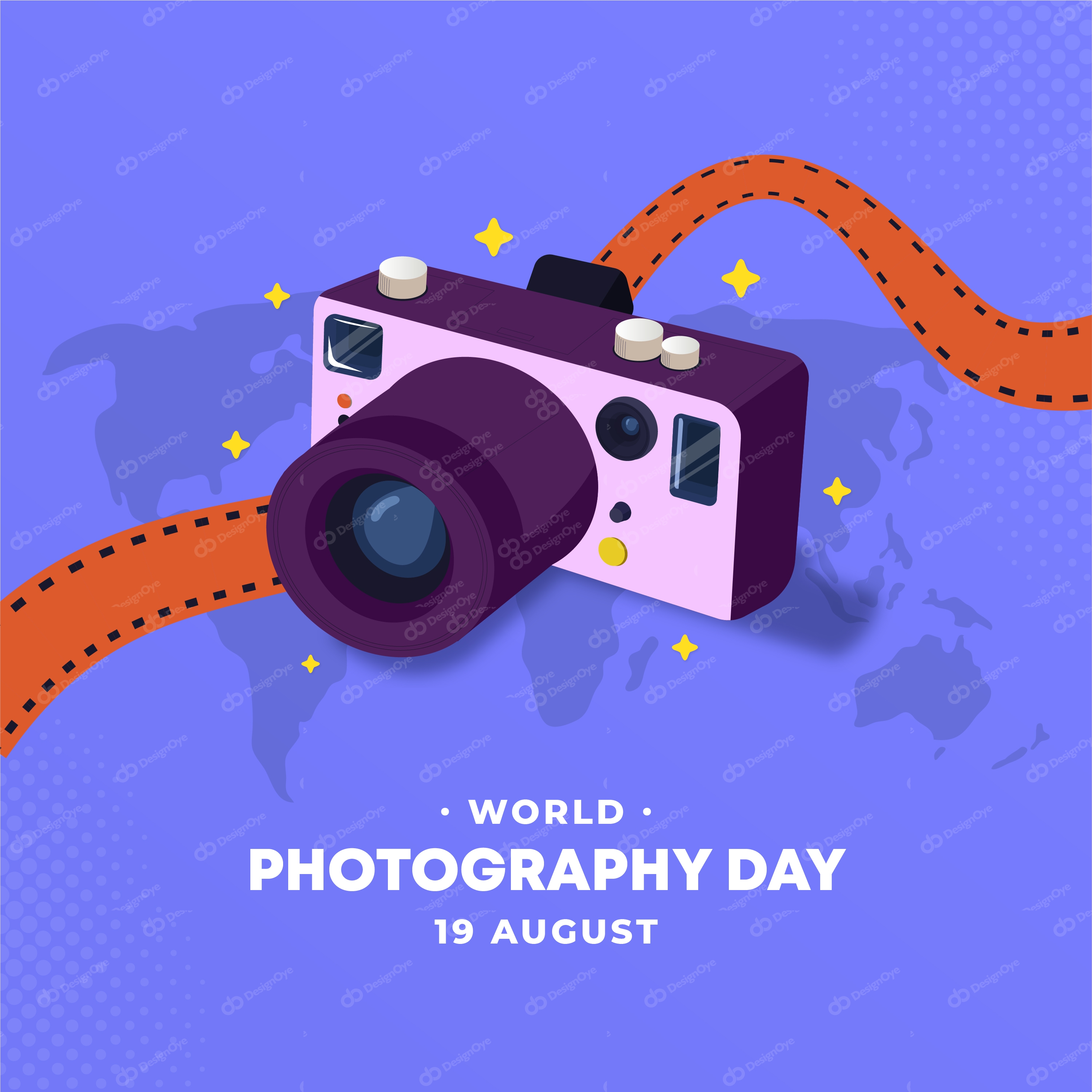 World Photography Day camera vector