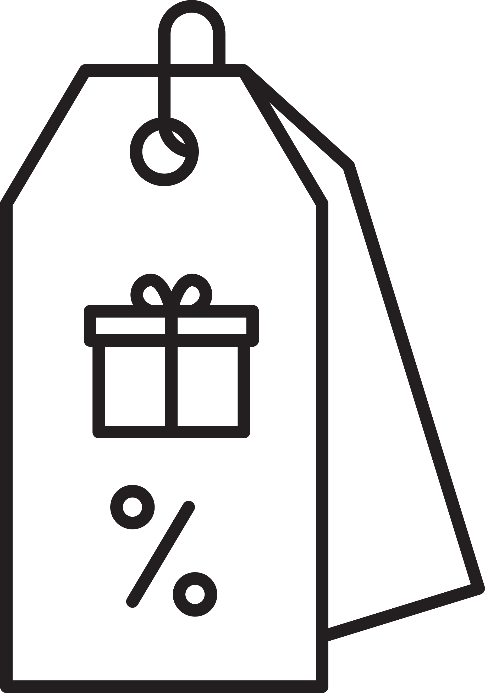 tags with gift box and percentage off symbols